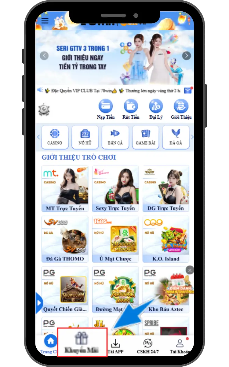 B1 : Tại trang chủ chọn mục " Khuyến mãi "